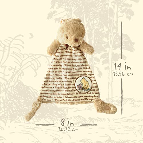 Disney Baby Classic Winnie The Pooh Lovey Security Blanket, Soft Huggable Pooh Plush Lovey Toy for Baby and Infant Boys and Girls, Encouraging Words Printed on Blanket