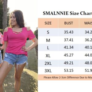 SMALNNIE Barbie Outfit for Women Hot Pink Womens Summer Tops 2023 Cold Shoulder M