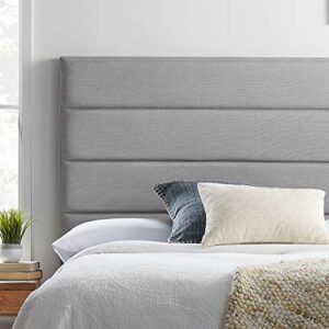 lucid upholstered 4 channel horizontal tufted headboard for king/california king size bed frame (stone)