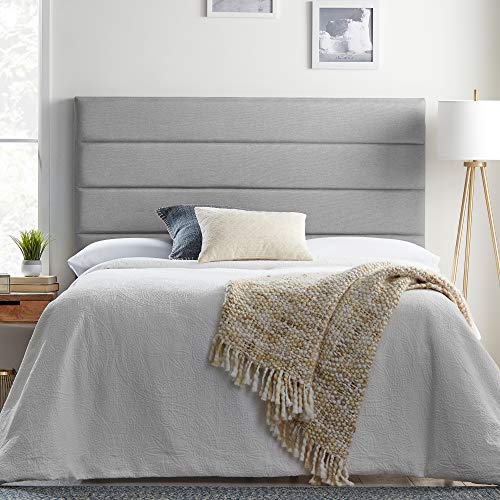 LUCID Upholstered 4 Channel Horizontal Tufted Headboard for King/California King Size Bed Frame (Stone)