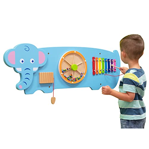 SPARK & WOW Elephant Activity Wall Panel - 18m+ - Toddler Activity Center - Wall-Mounted Toy - Busy Board Decor for Bedrooms, Daycares and Play Areas