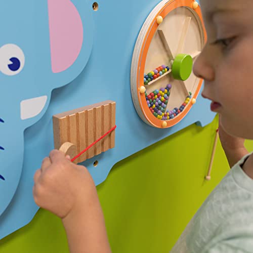 SPARK & WOW Elephant Activity Wall Panel - 18m+ - Toddler Activity Center - Wall-Mounted Toy - Busy Board Decor for Bedrooms, Daycares and Play Areas