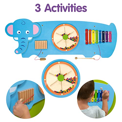 SPARK & WOW Elephant Activity Wall Panel - 18m+ - Toddler Activity Center - Wall-Mounted Toy - Busy Board Decor for Bedrooms, Daycares and Play Areas