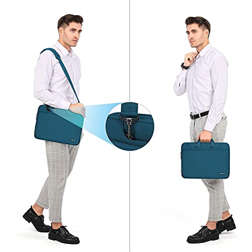 MOSISO 360 Protective Laptop Shoulder Bag Compatible with MacBook Air/Pro,13-13.3 inch Notebook,Compatible with MacBook Pro 14 2023-2021 A2779 M2 A2442 M1,Matching Color Sleeve with Belt, Teal Green
