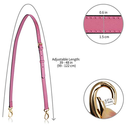 Allzedream Genuine Leather Purse Strap Replacement Crossbody Handbag Long Adjustable (Pink)