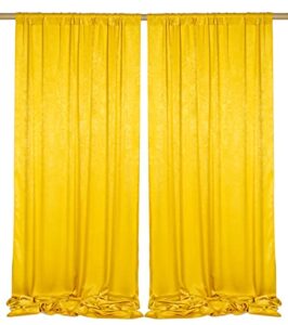 sherway 2 panels 4.8 feet x 10 feet gold thick satin backdrop drapes, non-transparent soft window curtains for wedding party ceremony stage décor