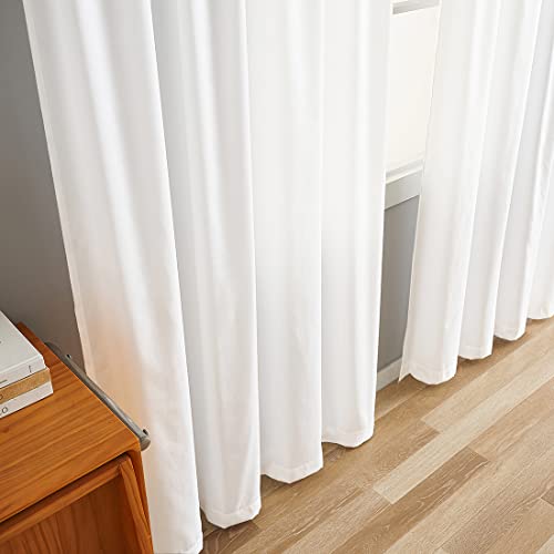 Privacy White Sheer Curtains That Let Light in, Rod Pocket Semi Sheer Privacy Curtains 95 inch Length 2 panels, Soft Velvet Opaque Privacy Draps for Windows Living Room Bedroom French Doors (52"x 95")