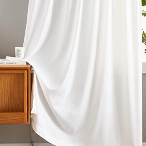 Privacy White Sheer Curtains That Let Light in, Rod Pocket Semi Sheer Privacy Curtains 95 inch Length 2 panels, Soft Velvet Opaque Privacy Draps for Windows Living Room Bedroom French Doors (52"x 95")