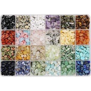 civilipi 24 color gemstone beads natural stones chip bead irregular shaped bead crystal quartz stone for diy earring bracelet necklace making for gift