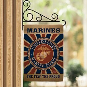 Marine Corps Garden Flag - Set Wall Holder Armed Forces USMC Semper Fi United State American Military Veteran Retire Official - House Banner Small Yard Gift Double-Sided Made In USA 13 X 18.5