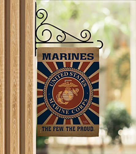 Marine Corps Garden Flag - Set Wall Holder Armed Forces USMC Semper Fi United State American Military Veteran Retire Official - House Banner Small Yard Gift Double-Sided Made In USA 13 X 18.5