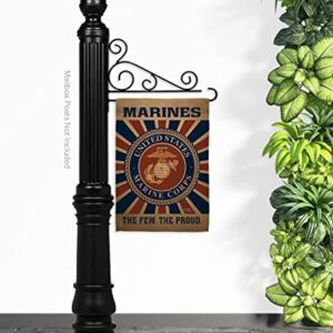 Marine Corps Garden Flag - Set Wall Holder Armed Forces USMC Semper Fi United State American Military Veteran Retire Official - House Banner Small Yard Gift Double-Sided Made In USA 13 X 18.5