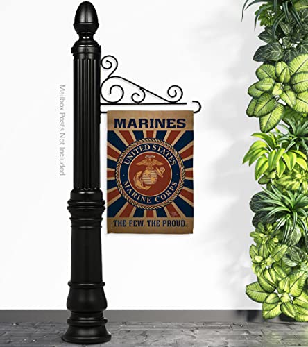 Marine Corps Garden Flag - Set Wall Holder Armed Forces USMC Semper Fi United State American Military Veteran Retire Official - House Banner Small Yard Gift Double-Sided Made In USA 13 X 18.5