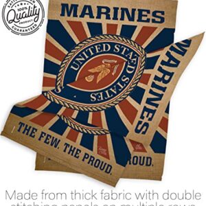 Marine Corps Garden Flag - Set Wall Holder Armed Forces USMC Semper Fi United State American Military Veteran Retire Official - House Banner Small Yard Gift Double-Sided Made In USA 13 X 18.5