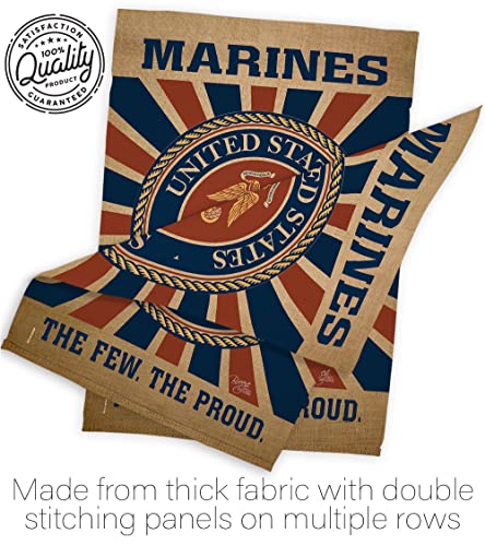 Marine Corps Garden Flag - Set Wall Holder Armed Forces USMC Semper Fi United State American Military Veteran Retire Official - House Banner Small Yard Gift Double-Sided Made In USA 13 X 18.5