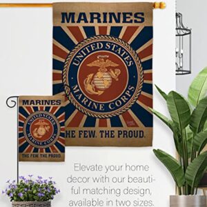 Marine Corps Garden Flag - Set Wall Holder Armed Forces USMC Semper Fi United State American Military Veteran Retire Official - House Banner Small Yard Gift Double-Sided Made In USA 13 X 18.5