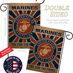 Marine Corps Garden Flag - Set Wall Holder Armed Forces USMC Semper Fi United State American Military Veteran Retire Official - House Banner Small Yard Gift Double-Sided Made In USA 13 X 18.5