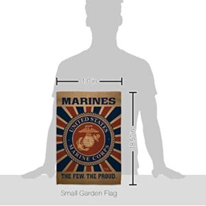 Marine Corps Garden Flag - Set Wall Holder Armed Forces USMC Semper Fi United State American Military Veteran Retire Official - House Banner Small Yard Gift Double-Sided Made In USA 13 X 18.5