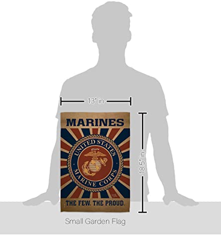 Marine Corps Garden Flag - Set Wall Holder Armed Forces USMC Semper Fi United State American Military Veteran Retire Official - House Banner Small Yard Gift Double-Sided Made In USA 13 X 18.5