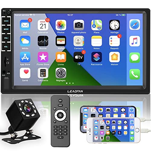 7" Car Stereo Double Din Touch Screen Car Radio Audio Receiver FM Radio Bluetooth Video Remote Control MP5/4/3 Player Android iPhone Mirror Link USB/SD/AUX Hands Free Calling with Camera