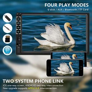 7" Car Stereo Double Din Touch Screen Car Radio Audio Receiver FM Radio Bluetooth Video Remote Control MP5/4/3 Player Android iPhone Mirror Link USB/SD/AUX Hands Free Calling with Camera