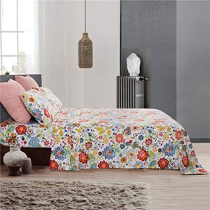 Bedlifes King Sheet Sets Ultra Soft Breathable Silky Flower Bed Sheets Deep Pocket 100% Microfiber Bedding Sheets 4 Piece King Size Floral Spring