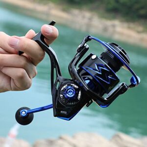 Sougayilang Spinning Reels Ultra-Weight, 6.2: 1 High Speed ​​Gear Ratio, Metal Frame and Rotor, 12 + 1 Shielded BB, Smooth Powerful Freshwater and Saltwater Spinning Fishing Reel(SD-3000-Blue)