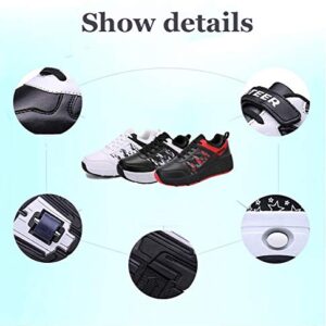 UGUHU Shoe with Wheels Retractable Skateboarding Outdoor Roller Skate Shoes Wheels Shoes Cross Trainers Sneakers for Boys Girls,WhiteSingleWheel-31