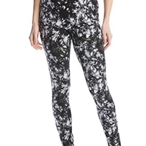 Woman Within Women's Plus Size Stretch Cotton Printed Legging - 3X, Black White Tie Dye