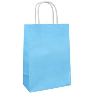 adido eva 25 pcs small gift bags blue kraft paper bags with handles for party favors (8.2 x 6 x 3.1 in)