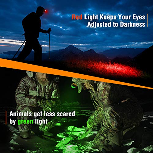 EverBrite Rechargeable Headlamp - 350 Lumens Headlight with Red/Green Light and Tail Light, 7 Lighting Modes with Memory Function, Perfect for Trail Running, Camping and Hiking