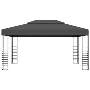 Garden Gazebo with Hardware Kits, Outdoor Galvanized Steel Double Roof Permanent Gazebo Canopy 118.1"x157.4" Anthracite