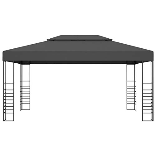 Garden Gazebo with Hardware Kits, Outdoor Galvanized Steel Double Roof Permanent Gazebo Canopy 118.1"x157.4" Anthracite