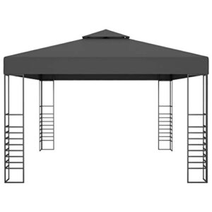 Garden Gazebo with Hardware Kits, Outdoor Galvanized Steel Double Roof Permanent Gazebo Canopy 118.1"x157.4" Anthracite