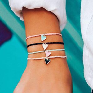 Pura Vida Rose Gold Petite Heart Bracelet - Waterproof, Adjustable Band - Black