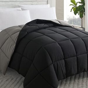 cosybay down alternative comforter (black/grey, cal-king) - all season soft quilted california king size bed comforter - duvet insert with corner tabs -winter summer warm fluffy, 104x96 inches