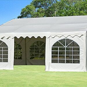 DELTA Canopies 20'x20' (FR) PVC Party Tent White,Commercial Fire Retardant Wedding Canopy,Outdoor Event Shelter,Residential Backyard Garden Gazebo,with Waterproof Top,Galvanized Steel Poles,Carry Bags