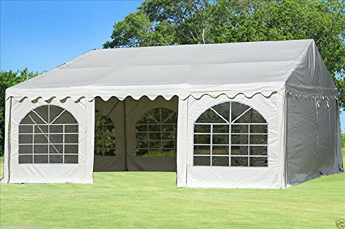 DELTA Canopies 20'x20' (FR) PVC Party Tent White,Commercial Fire Retardant Wedding Canopy,Outdoor Event Shelter,Residential Backyard Garden Gazebo,with Waterproof Top,Galvanized Steel Poles,Carry Bags