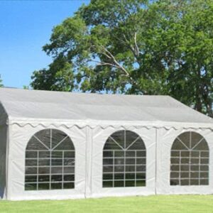 DELTA Canopies 20'x20' (FR) PVC Party Tent White,Commercial Fire Retardant Wedding Canopy,Outdoor Event Shelter,Residential Backyard Garden Gazebo,with Waterproof Top,Galvanized Steel Poles,Carry Bags