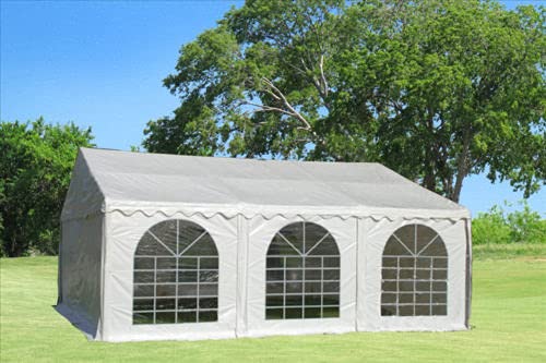 DELTA Canopies 20'x20' (FR) PVC Party Tent White,Commercial Fire Retardant Wedding Canopy,Outdoor Event Shelter,Residential Backyard Garden Gazebo,with Waterproof Top,Galvanized Steel Poles,Carry Bags