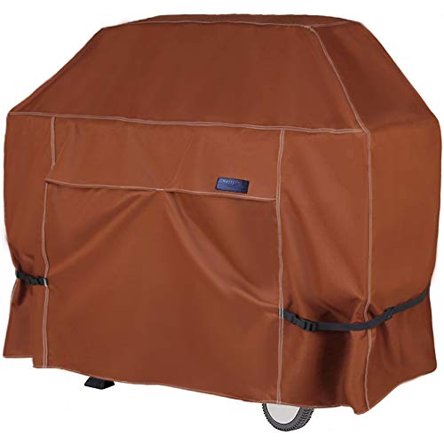 NettyPro Gas BBQ Grill Cover 52 Inch 2-3 Burner 600D Heavy Duty Waterproof Outdoor Barbecue Cover for Weber, Char-Broil, Brinkmann, Nexgrill Grills and More, Brown