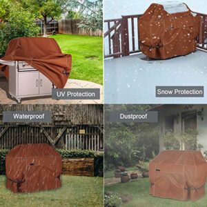 NettyPro Gas BBQ Grill Cover 52 Inch 2-3 Burner 600D Heavy Duty Waterproof Outdoor Barbecue Cover for Weber, Char-Broil, Brinkmann, Nexgrill Grills and More, Brown