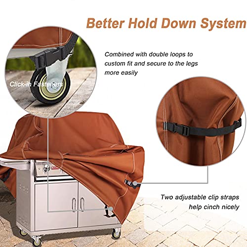 NettyPro Gas BBQ Grill Cover 52 Inch 2-3 Burner 600D Heavy Duty Waterproof Outdoor Barbecue Cover for Weber, Char-Broil, Brinkmann, Nexgrill Grills and More, Brown