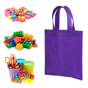 ELCOHO 30 Pack Non-woven Tote Bags Reusable Gift Bags Multicolor Party Bags Treat Bags with Handles, 6 Colors 9.8 by 9.8 Inches