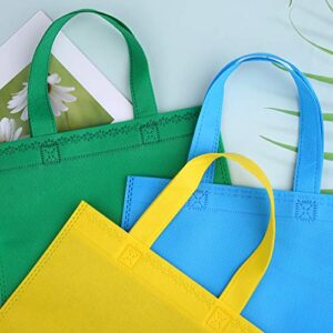 ELCOHO 30 Pack Non-woven Tote Bags Reusable Gift Bags Multicolor Party Bags Treat Bags with Handles, 6 Colors 9.8 by 9.8 Inches