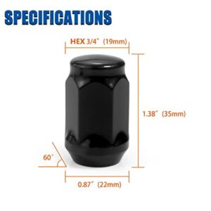 GAsupply Black Lug Nuts, 1/2-20 Closed End Bulge Acorn Lug Nuts 3/4 inch 19mm Hex 1.38 inch Tall 60 Degree Conical Seat