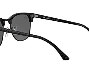 Ray-Ban RB3016 Clubmaster Square Sunglasses, Wrinkled Black On Black/Dark Grey, 49 mm