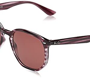 Ray-Ban RB4306 Hexagonal Sunglasses, Striped Bordeaux Havana/Dark Violet, 54 mm