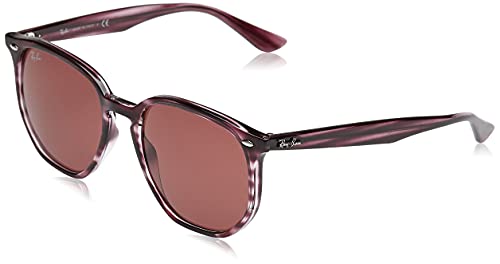 Ray-Ban RB4306 Hexagonal Sunglasses, Striped Bordeaux Havana/Dark Violet, 54 mm