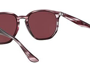 Ray-Ban RB4306 Hexagonal Sunglasses, Striped Bordeaux Havana/Dark Violet, 54 mm